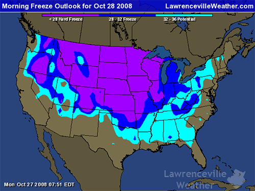 Freeze Forecast for October 28th